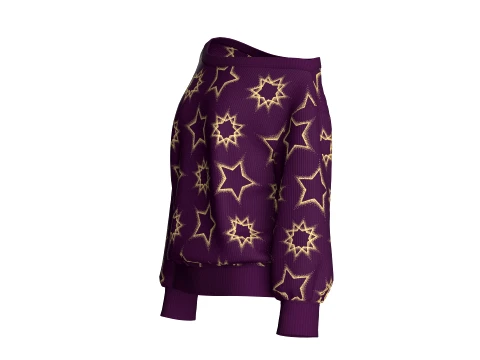 Girls Off-Shoulder Printed Sweater 3D Model
