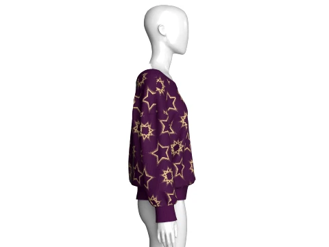 Girls Off-Shoulder Printed Sweater 3D Model