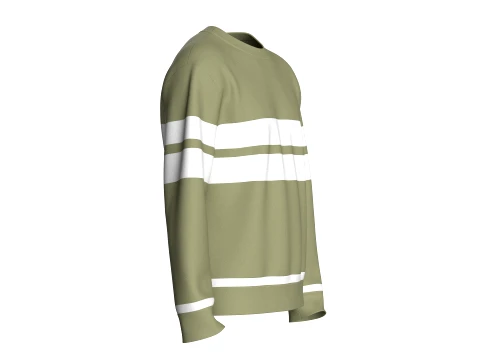 Men Crewneck Striped Sweatshirt 3D Model