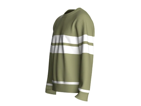 Men Crewneck Striped Sweatshirt 3D Model