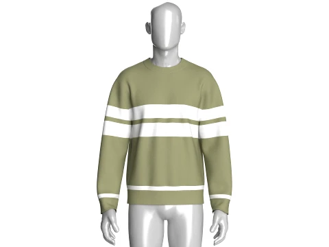 Men Crewneck Striped Sweatshirt 3D Model