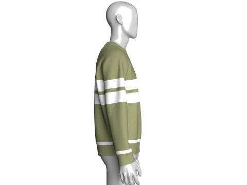 Men Crewneck Striped Sweatshirt 3D Model