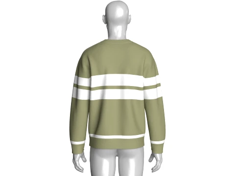Men Crewneck Striped Sweatshirt 3D Model