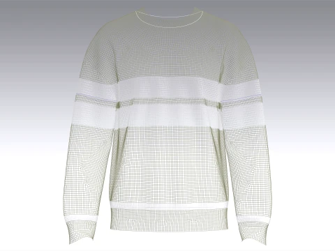 Men Crewneck Striped Sweatshirt 3D Model
