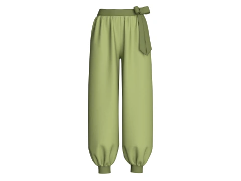 Pantalon sarouel vert olive pour fille Modèle 3D