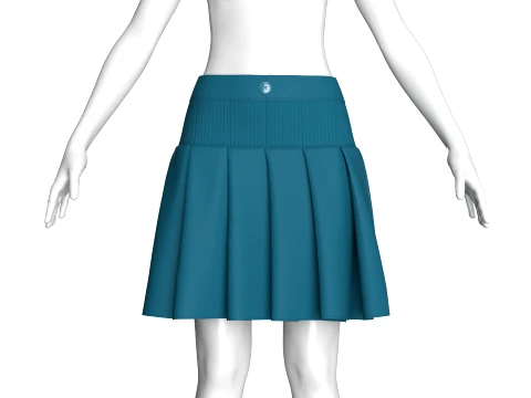 Girls Ribbed Waisted Mini Skirt 3D Model