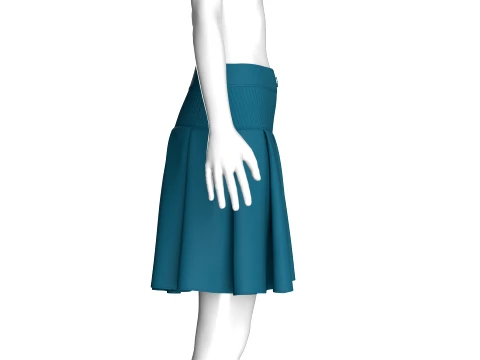 Girls Ribbed Waisted Mini Skirt 3D Model