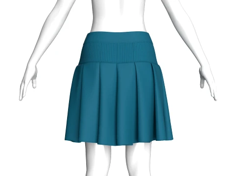 Girls Ribbed Waisted Mini Skirt 3D Model