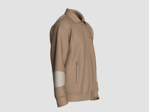 Men Zip-Up Bomber Jacket 3D Model