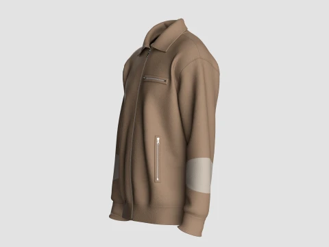 Men Zip-Up Bomber Jacket 3D Model