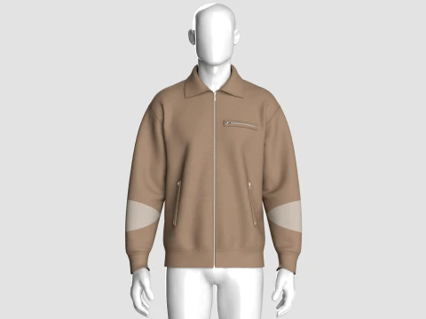 Men Zip-Up Bomber Jacket 3D Model