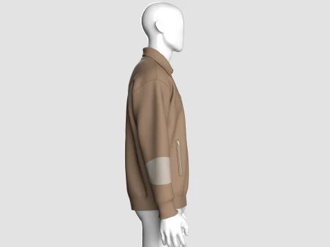 Men Zip-Up Bomber Jacket 3D Model