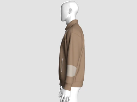 Men Zip-Up Bomber Jacket 3D Model