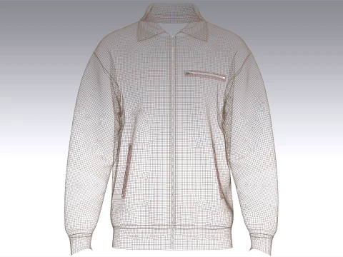 Men Zip-Up Bomber Jacket 3D Model