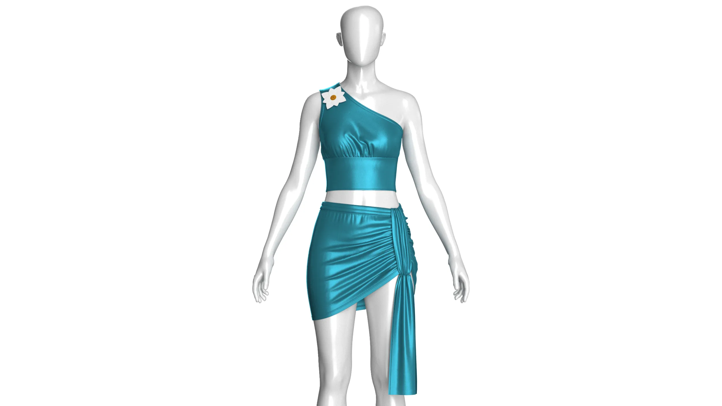 Girls Silk Crop Top And Mini Skirt-Outfit 3D Model .c4d .max .obj .3ds .fbx .stl .blend 