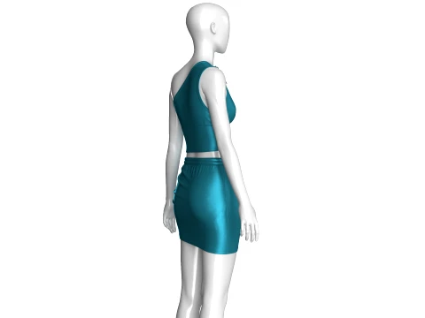 Girls Silk Crop Top And Mini Skirt-Outfit 3D Model
