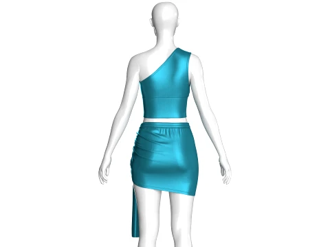 Girls Silk Crop Top And Mini Skirt-Outfit 3D Model
