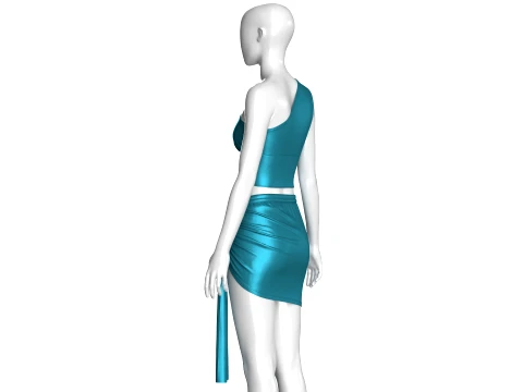 Girls Silk Crop Top And Mini Skirt-Outfit 3D Model