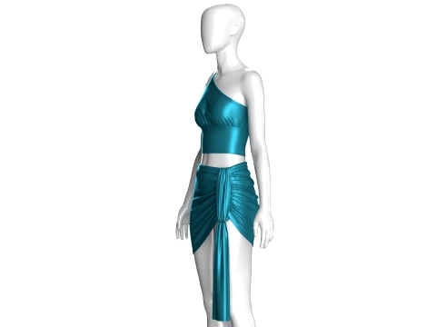 Girls Silk Crop Top And Mini Skirt-Outfit 3D Model