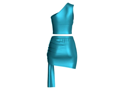 Girls Silk Crop Top And Mini Skirt-Outfit 3D Model