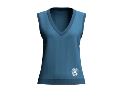 Maglione senza maniche a coste con scollo a V per ragazze Modello 3D