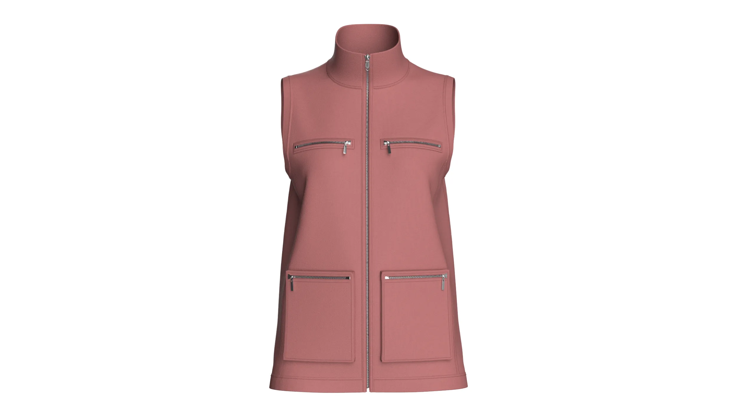 Girls Zip-Up Sleeveless Vest With Zip Pockets 3D Model .c4d .max .obj .3ds .fbx .stl .blend 