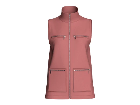 Gilet senza maniche con cerniera da ragazza con tasche con cerniera Modello 3D