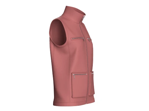 Girls Zip-Up Sleeveless Vest With Zip Pockets 3D Model