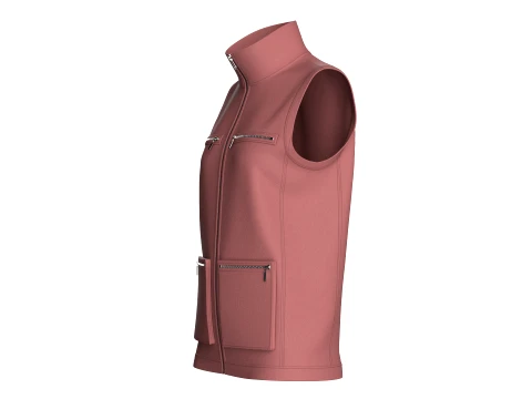 Girls Zip-Up Sleeveless Vest With Zip Pockets 3D Model