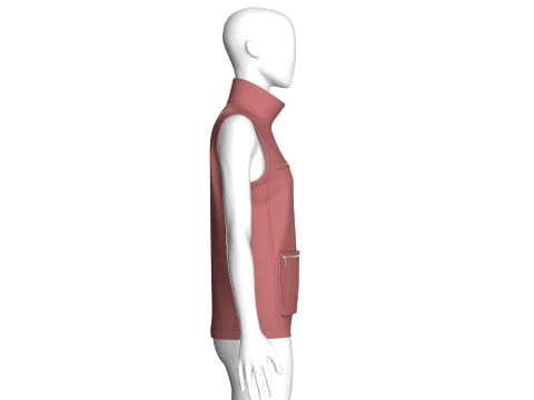 Girls Zip-Up Sleeveless Vest With Zip Pockets 3D Model