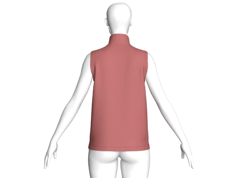 Girls Zip-Up Sleeveless Vest With Zip Pockets 3D Model