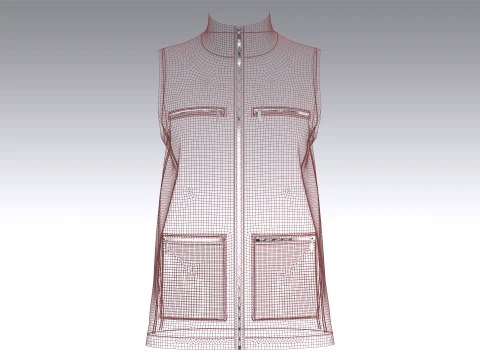 Girls Zip-Up Sleeveless Vest With Zip Pockets 3D Model