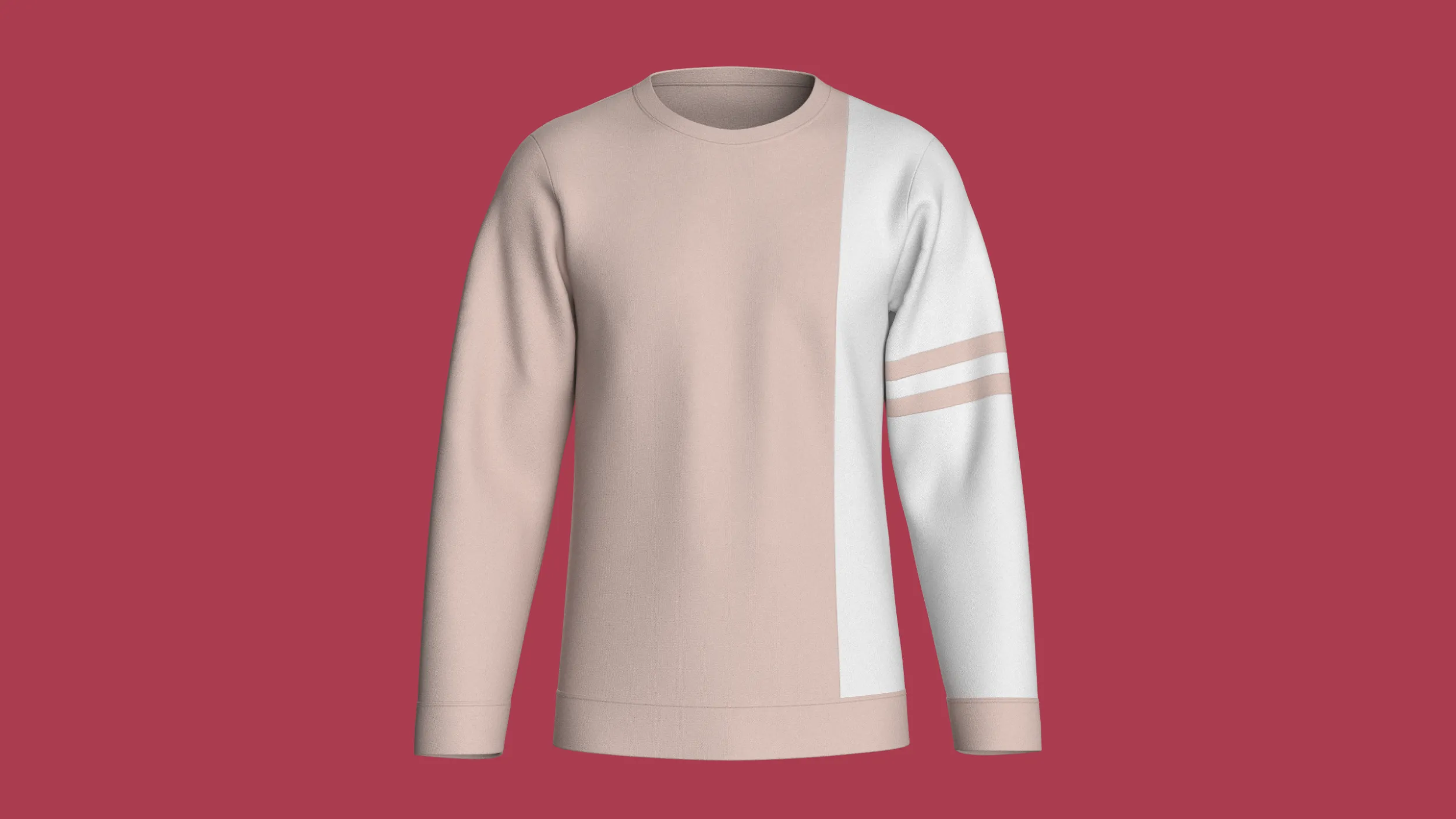 Men Color-Blocked Crewneck Sweatshirt 3D Model .c4d .max .obj .3ds .fbx .stl .blend 