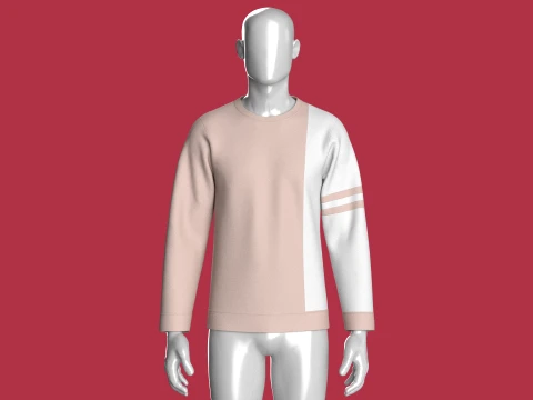 Men Color-Blocked Crewneck Sweatshirt 3D Model