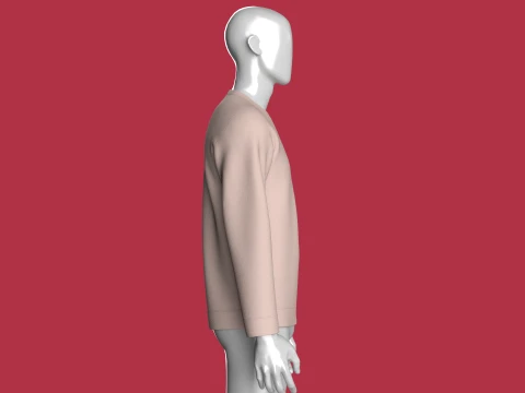Men Color-Blocked Crewneck Sweatshirt 3D Model