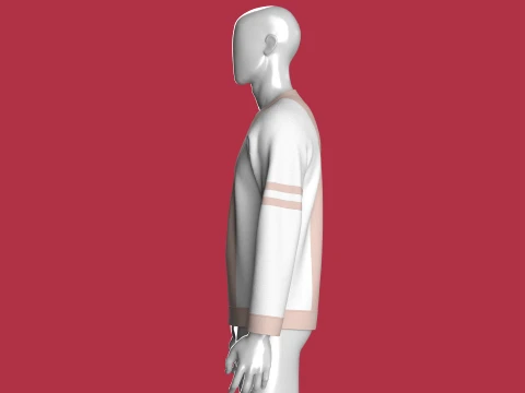 Men Color-Blocked Crewneck Sweatshirt 3D Model