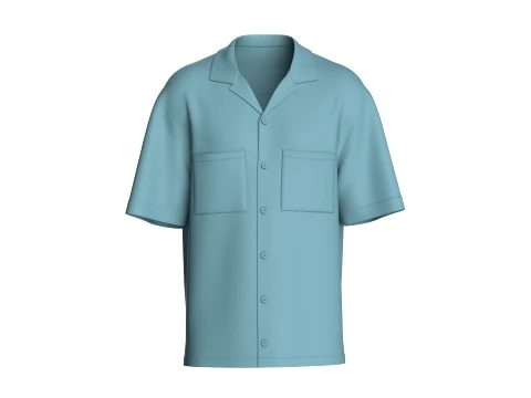 Camicia da uomo a maniche corte con colletto cubano Modello 3D