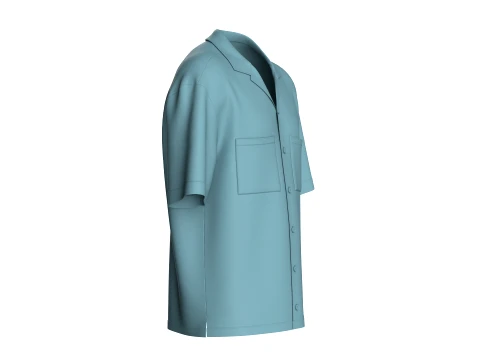 Men Short Sleeve Cuban Collar Shirt 3D Model