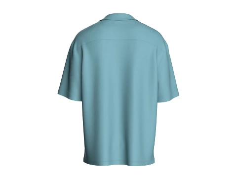 Men Short Sleeve Cuban Collar Shirt 3D Model