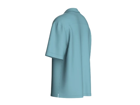 Men Short Sleeve Cuban Collar Shirt 3D Model