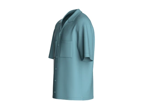 Men Short Sleeve Cuban Collar Shirt 3D Model
