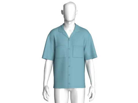 Men Short Sleeve Cuban Collar Shirt 3D Model