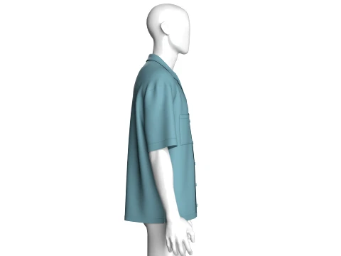 Men Short Sleeve Cuban Collar Shirt 3D Model