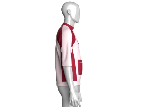 メンズ七分袖Tシャツ 3Dモデル