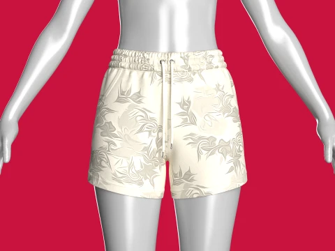 Girls All-Over Printed Drawstring Shorts 3D Model