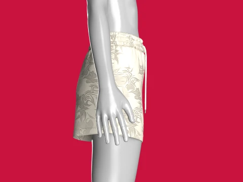 Girls All-Over Printed Drawstring Shorts 3D Model