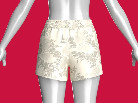 Girls All-Over Printed Drawstring Shorts 3D Model