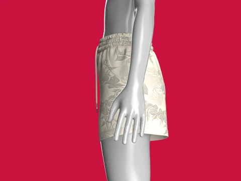 Girls All-Over Printed Drawstring Shorts 3D Model