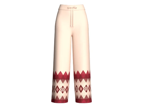 Girls Border Printed Wide Leg Trouser 3D Model