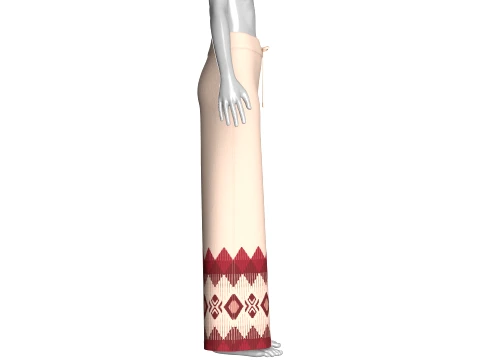 Girls Border Printed Wide Leg Trouser 3D Model